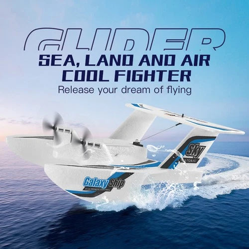 RC Plane For Water Land & Air Aircraft 3Ch Remote With 2 Batteries 2.4Ghz \`Blue\`
