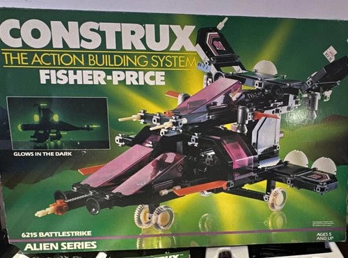 1985 Fisher-Price Construx Battlestrike 6215 Glow Dark Alien Series 300pc Set