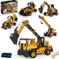5-in-1 STEM Robot Building Set Remote Control Excavator Toys with APP