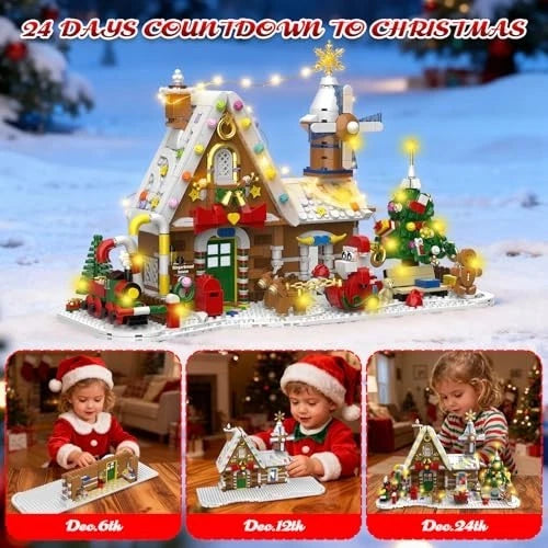 Gingerbread House Building Block Set with Lights - 2026 Advent Calendar Fun
