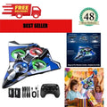 Faxcity RC Plane LED Fighter Jet Stunt Flying Toy for Kids Ages 8-16 Blue
