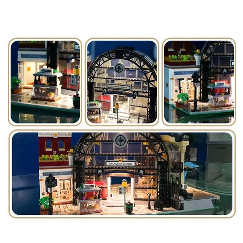 New Meeting Point Train Station 2720Pcs Building Blocks Modular City Set