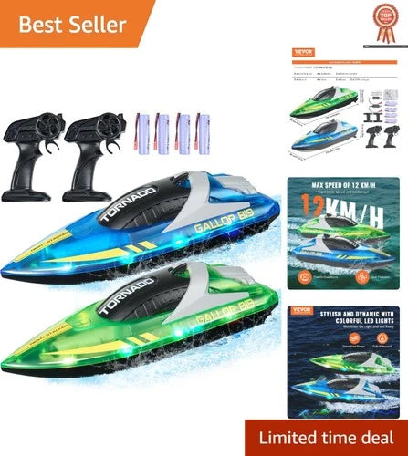 Race-Ready Waterproof RC Boat Set – Includes Rechargeable Batteries & Lights