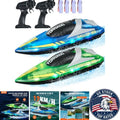 Exciting 2-Pack Waterproof RC Boats with LED Lights & 4 Rechargeable Batteries