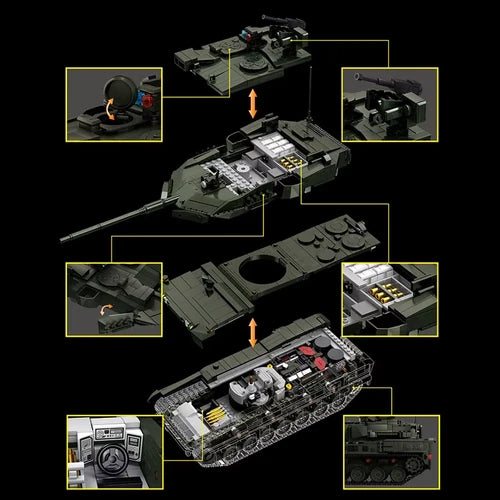 New 2306pcs Leopard 2A8 Tank 1:28 Military Building Blocks Army Model Set Toy