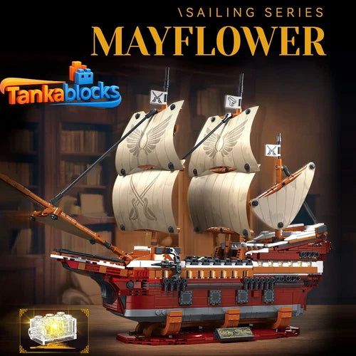 MOC Mayflower Ship Model Building Blocks 2284 Pieces Large Sailing set