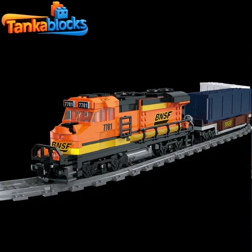 Burlington Train Building Blocks Set Freight Cargo Train with Motor Toys Gift