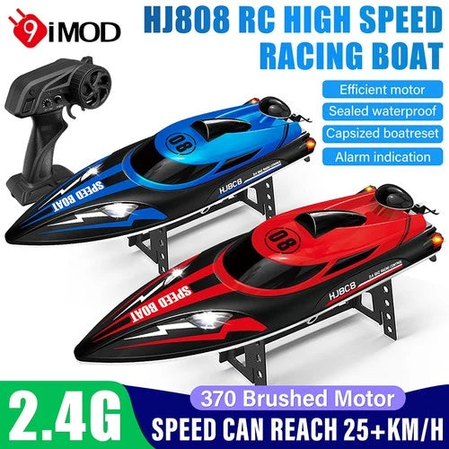 HJ808 RC Boat 2.4G High-Speed Remote Control Racing Boat LED 370 Brushed Motor