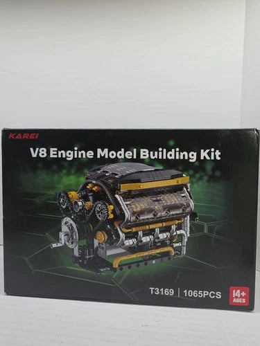 V8 Engine Building Set, 1065 PCS V8 Engine Model Kit That Runs with Manual & Ele