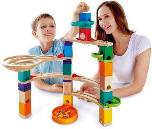 Hape Quadrilla Cliffhanger Wooden Marble Run Blocks Marble Maze Run Set, Early