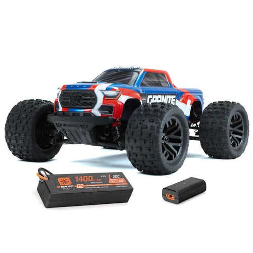 Arrma ARA2102T1 Granite Grom MEGA 4WD 1/18 Monster Truck RTR Blue Battery &
