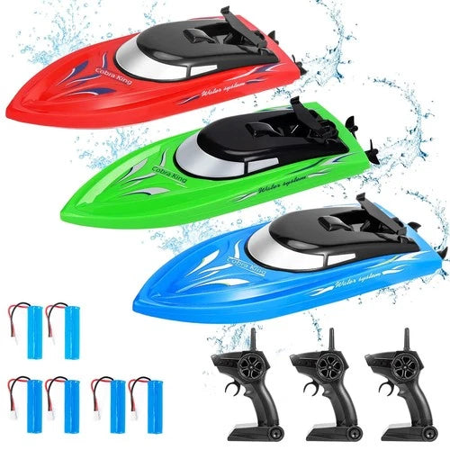 High Speed RC Boats 3PK 10km/h Remote Control Boat Kit for Kids & Adults Blue