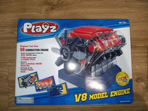 Playz V8 Combustion Engine Model Building Kit STEM Hobby Toy for Kids & Adults!