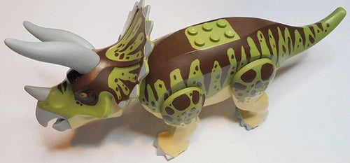 LEGO Jurassic Word - Dinosaur, Triceratops Olive Green & Brown Stripes on Back