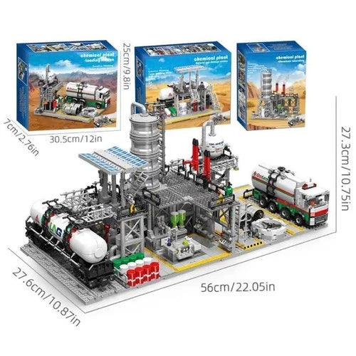 2142PCS Chemical Plant Series 3-in-1 Building Blocks Model Bricks