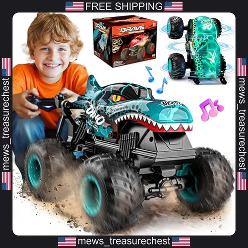 RC Monster Truck Toys for Kids 1:20 Scale with Lights & Music