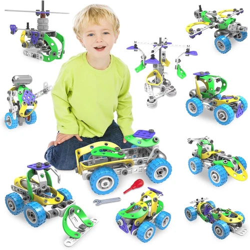 107Pcs Motorized Erector Sets for Kids Ages 4 5 6 7 8+,STEM Building Toys for
