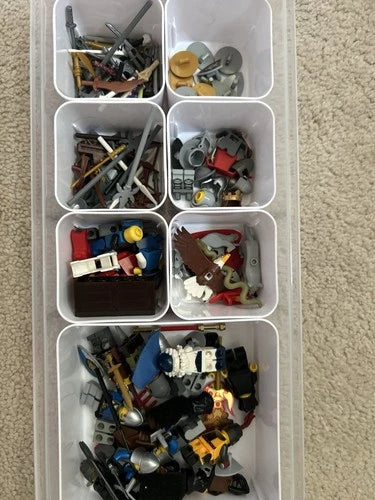 MEOW Castle Knight/Viking Minifigure Lot w/ Helmets Weapons Shields Capes
