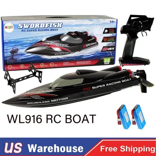 Brushless RC Boat 55Km/H High Speed 2.4G Remote Control For Adults 2 Batteries