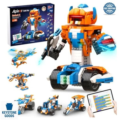 Robot Building Kit 12-in-1 Coding APP Remote STEM Toy 600 Blocks for Kids 8-12