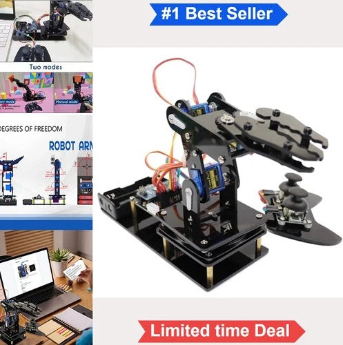Robot Arm Building Kit Arduino STEM 4 Axis Robotic Arm Joystick Control