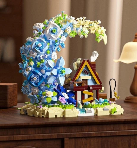 Moonflower Tree House Building Blocks Set Romantic Floral Compatible Brick Toy