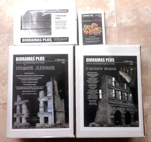 Dioramas Plus 2 Kit Lot Building Urban Ruins WWII 1/35 Diorama $140 value.