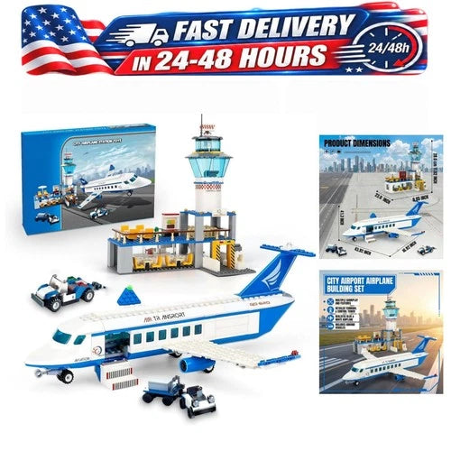 City Airport Building Blocks Set 652 PCS Plane Terminal Tower Model Kit