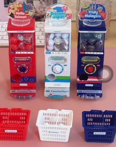 Family Mart DIY Mini Gachapon Machine - Truly Malaysia+Hello Taiwan+Dis Japan