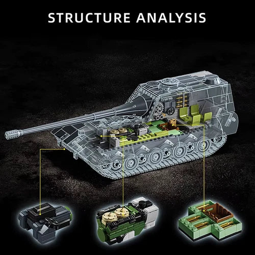 New 1836Pcs Jagdpanzer E-100 WW2 German Tank Destroyer Building Blocks Set Toy
