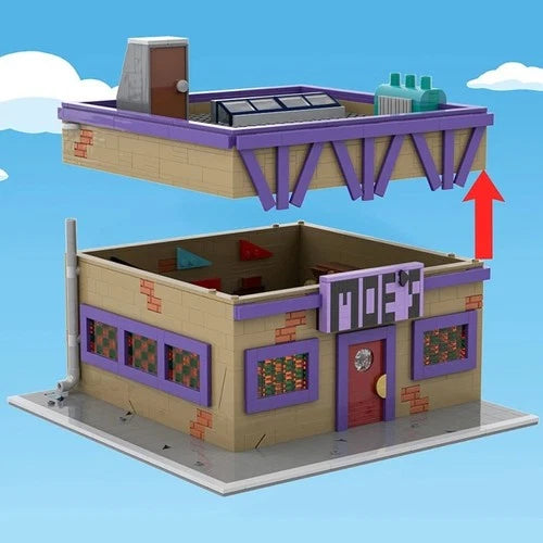 1736Pcs Moe's Tavern Building Blocks Set Simpsoned Modular Idea Street ABS Toys