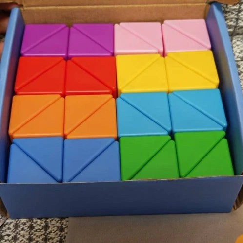 32P Triangle Magnetic Blocks Rainbow Educational STEM Building Tiles Toy with