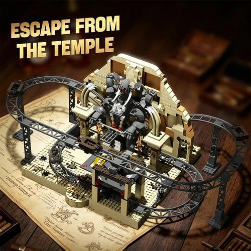 New Ancient Tomb Roller Coaster 1299Pcs Mine Cart Building Blocks Set Unbranded