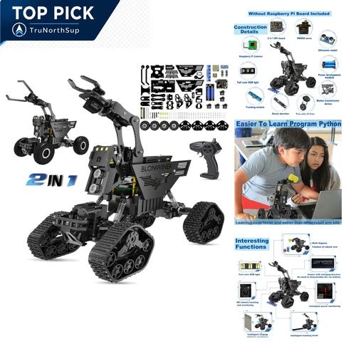 2 in 1 Robot Car Kit for Raspberry Pi STEM Coding Robotics Arm Toy