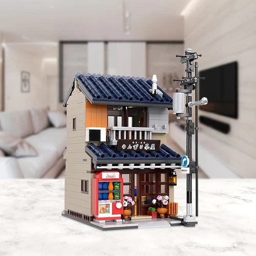 1219pcs Japanese Street Scene Convenience Store Building Block Model Set