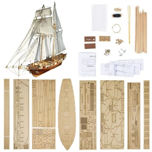 GAWEGM Ship Model Building Kit - Scale 1/96 Harvey 1847 Wood Small, wooden