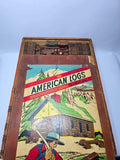 ​Vintage Halsam American Logs Wooden Toy Set Lot 176 Pcs Box Slide Cover 1940s