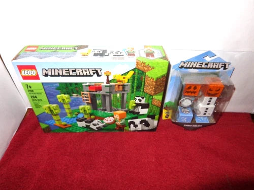 NEW 2 PIECE LEGO MINDCRAFT SNOW GOLEM+ 204 PIECE PANDA NURSERY BUILDING KIT L218