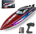 RC Boat for Kids & Adults, Fast Remote Control Boat 30+KPH, 7 LED Lights