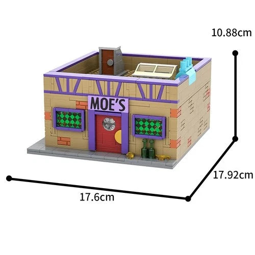 MOC Moe's Tavern Building Blocks Set Simpsoned Modular Idea Street ABS Toys
