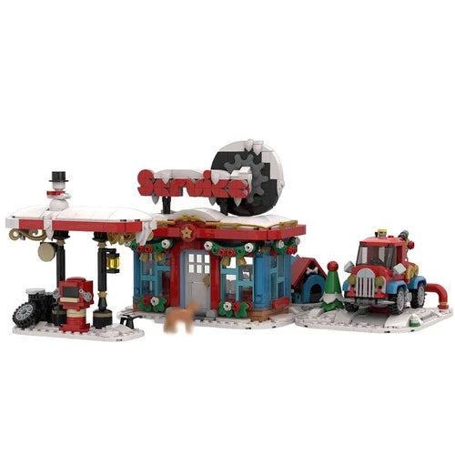 MOC-157054 Christmas Winter Little Winter Service Station Blocks Set (1227PCS)
