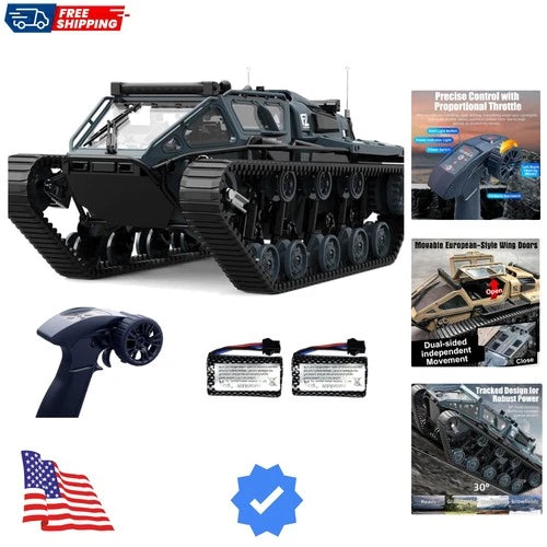 1:16 Scale Remote Control Car Military Crawler Off-Road RC Tank with 4WD, Adj...