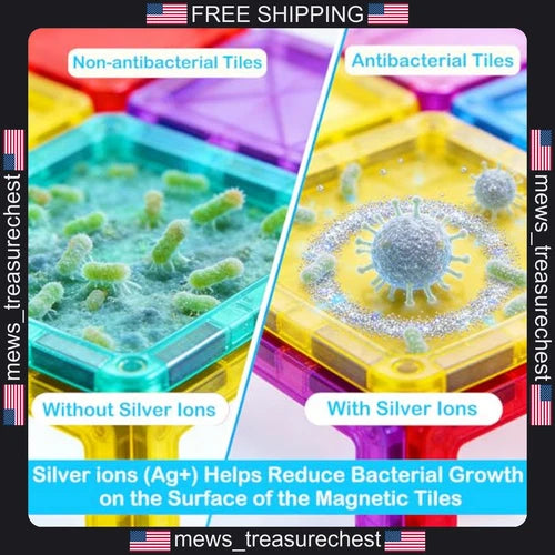 Magnetic Building Blocks Set 106PCS Antibacterial Silver Ion Protection