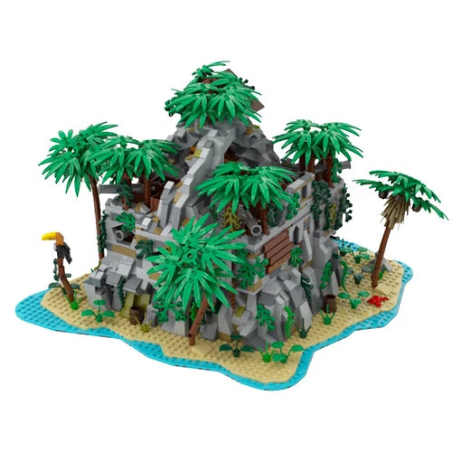 MOC: Secret Base on an Island with Detailed Interior 2381 Bricks Gift DIY