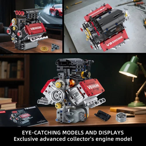 V8 Engine Building Set,V8 Engine Model Kit That Run,Build Your Own STEM Mini V8