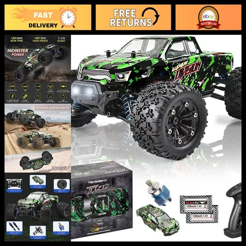 1:18 Scale All Terrain RC Car, 40KPH High Speed 4WD Monster Truck, 2 Batteries,