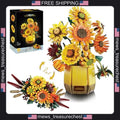 Sunflower Building Blocks Set for Adults, 1328 Pieces, DIY Flower Bouquet