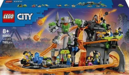 LEGO City Lava Land Roller Coaster Park 60501 Building Toy Set 8 Minifigures New