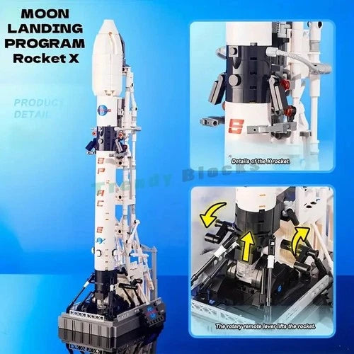 869PCS Moon Landing Space Rocket Building Blocks Set Adults Kids Gift 14+ MOC