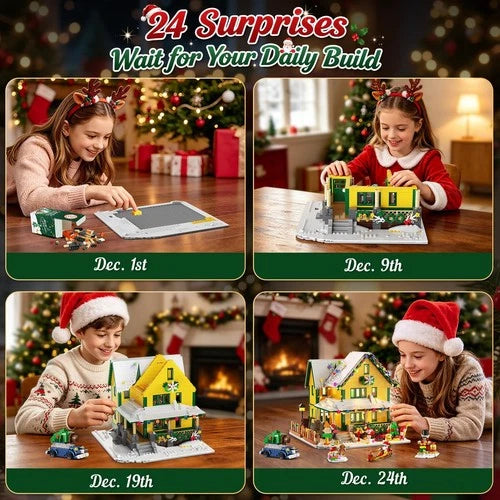 INSOON 2026 Advent Calendar Christmas House Mini Building Set with Light